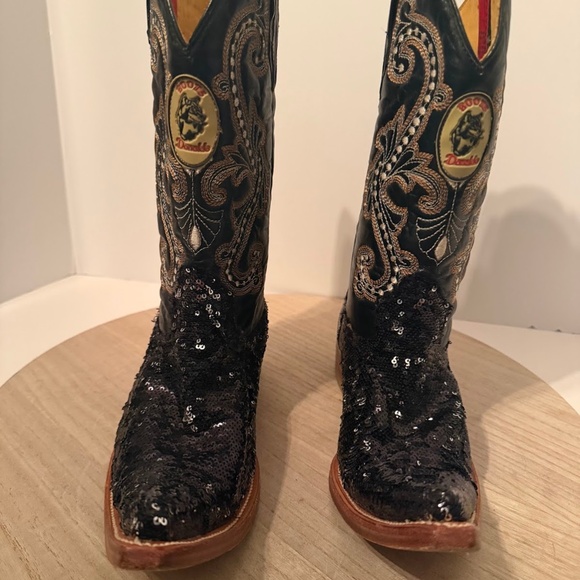 Donaldo Women’s Western Cowboy Boots Size 6 USA – Black Sequin & Embroidered - Picture 2 of 7